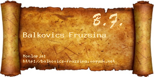 Balkovics Fruzsina névjegykártya